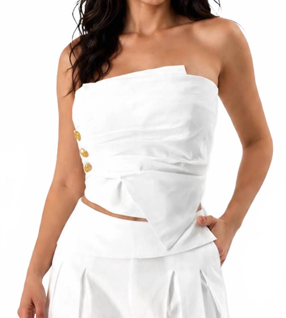 NEW HER BOTTARI button-up strapless bandeau top in off-white